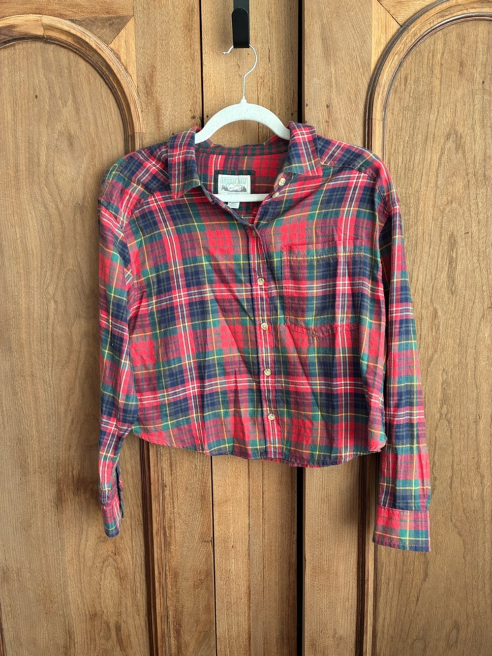 American Eagle Outfitters Red Plaid Button-Down Shirt